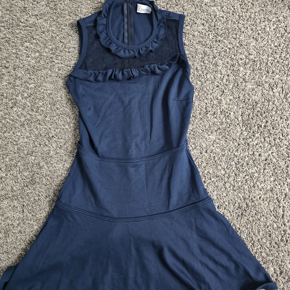 RED Valentino Navy Blue Ruffle Mini Dress